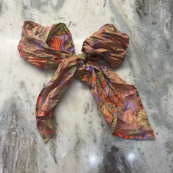 Vintage Accessories - Vintage 70's 100% Silk Colorful Floral Patterned Scarf